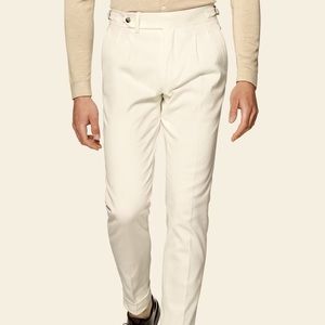 Suit-Supply Off-White Pleated Braddon Trouser NWT